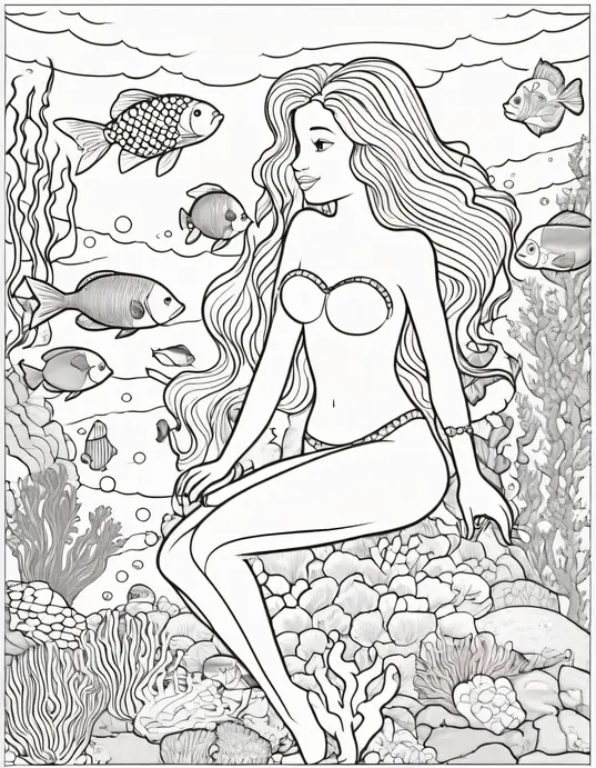 Color Mermaids Underwater Rainbow Reef