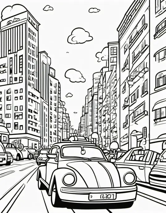 Color Vibrant City Car Parade Scene