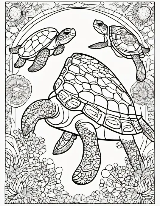 Colorful Underwater Mandala Turtles for Kids