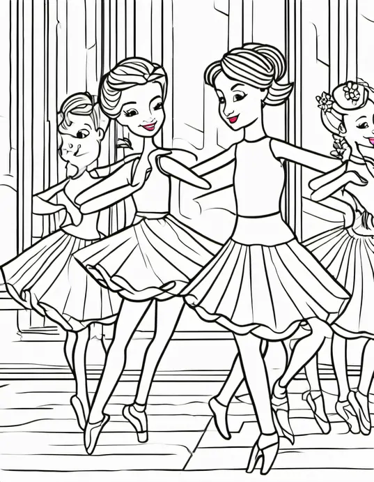 Colorful Ballerina Dance Party Scene for Kids