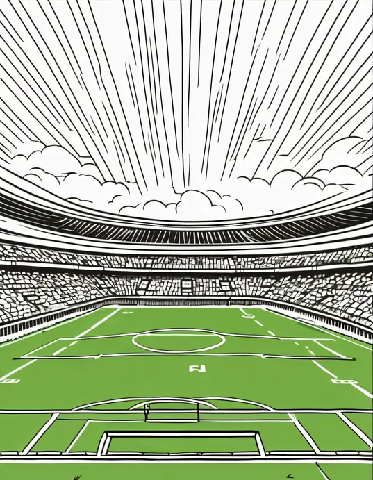 Exciting Soccer Stadium Coloring Page for Kids
