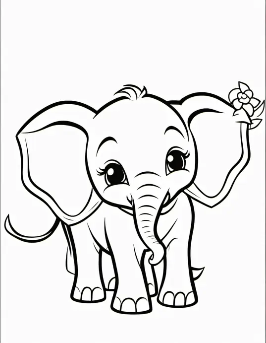 Explore Cute Baby Elephant Coloring Page
