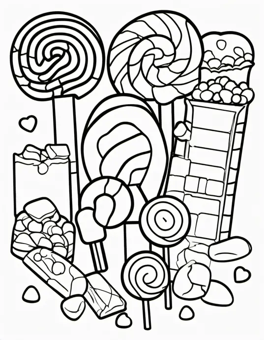 Sweet Candyland Coloring Scene for Kids