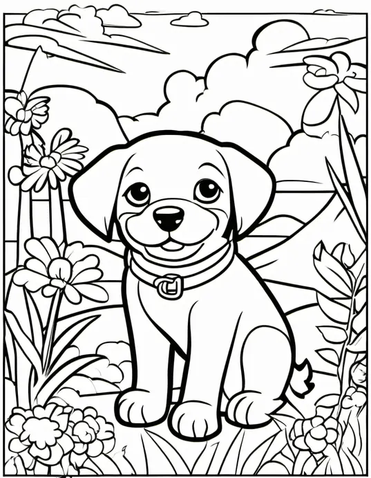 Colorful Puppy Playground Scene for Kids