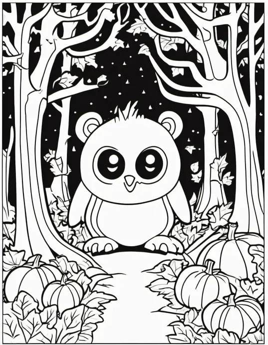 Spooky Forest Creature Coloring Page