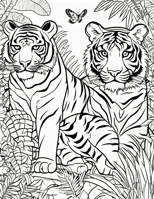 Exotic Jungle Animals Coloring Page