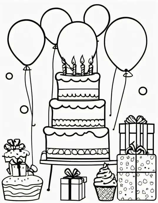 Party-Themed Coloring Pages for Happy Birthdays