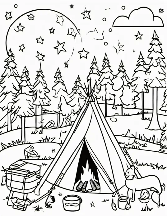 Colorful Campfire Night Scene for Kids