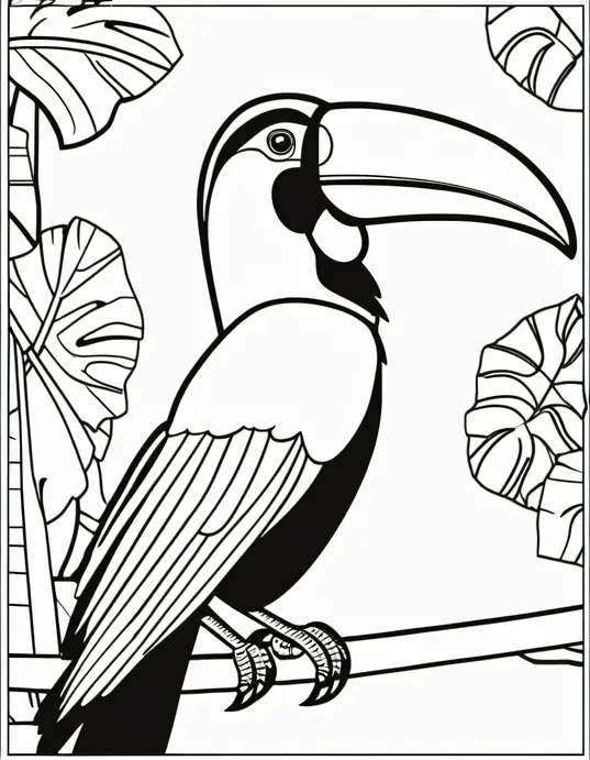 Exotic Jungle Coloring: Toucan and Parrot Feather Craft