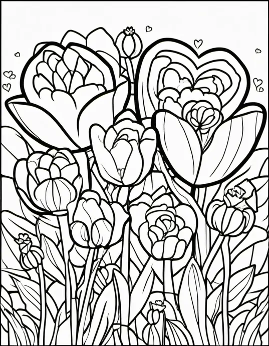 Color and Create: Valentine's Garden of Heart Flowers
