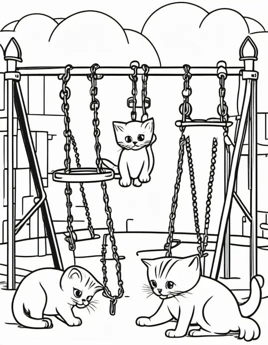 Colorful Kitten Playground Scene for Kids