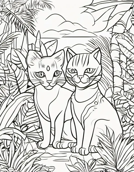 Exotic Cat Jungle Coloring Adventure