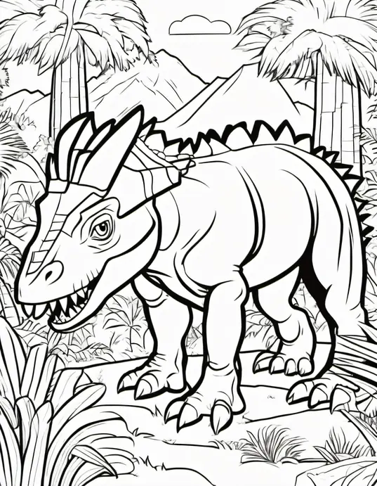 Coloring Dinosaurs: Prehistoric Reptile Jungle Safari