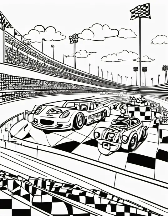 Color and Race Through Sunny Car Track Scene