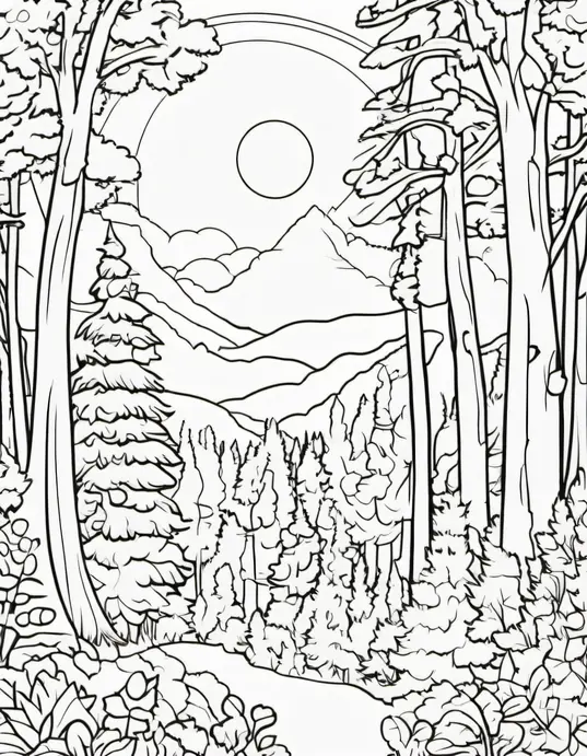 Moonlit Forest Coloring Page