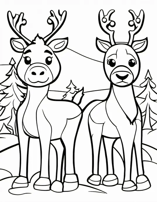 Christmas Reindeer Coloring Page