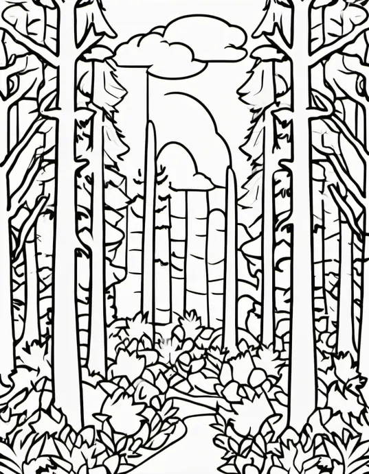 Sunny Forest Tree Color-In Adventure