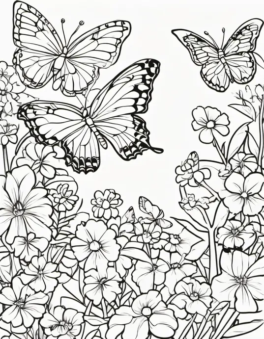 Butterfly Garden Coloring Patterns for Kids