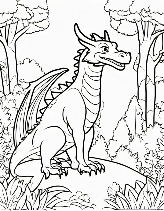 Colorful Dragon Forest Scene for Kids