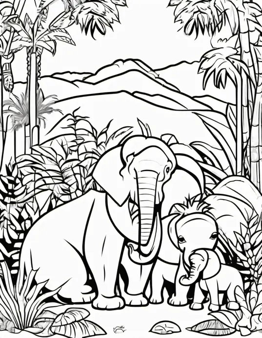 Exotic Jungle Safari Animals Coloring Page