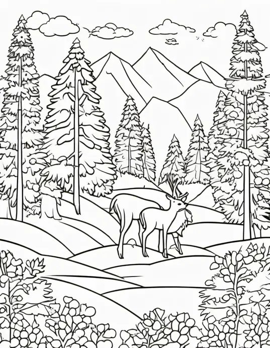 Snowflake Forest: Coloring Winter Wonderland Scene for Kids