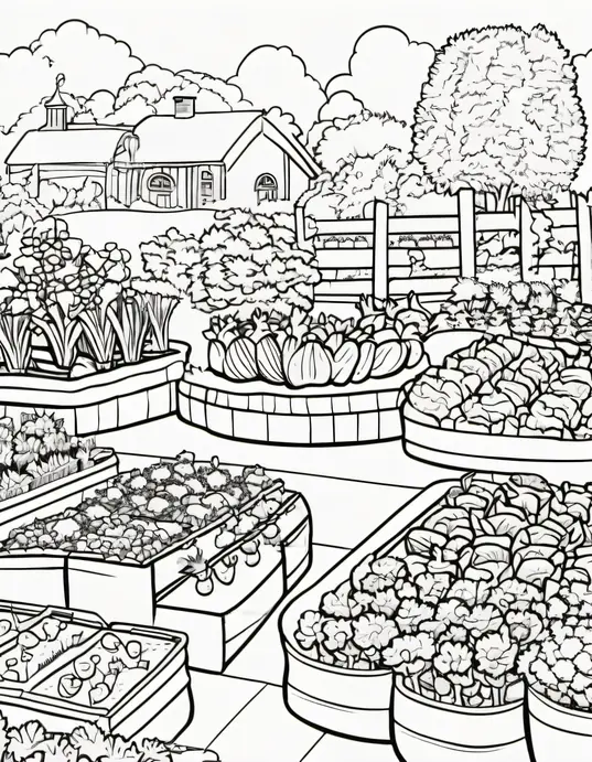 Colorful Vegetable Garden Coloring Page