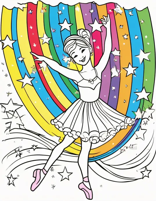 Whirling Rainbow Ballerina Coloring Page