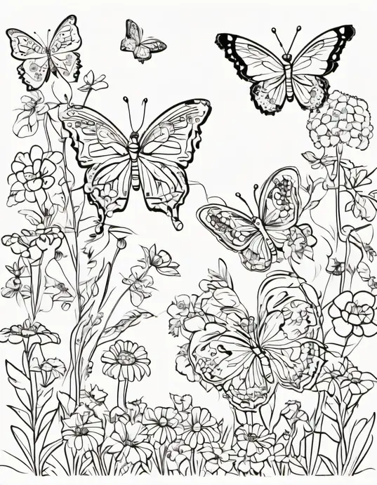 Butterfly Garden Coloring Patterns for Kids
