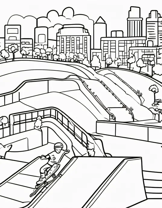 Colorful Skate Park Adventure Scene for Kids