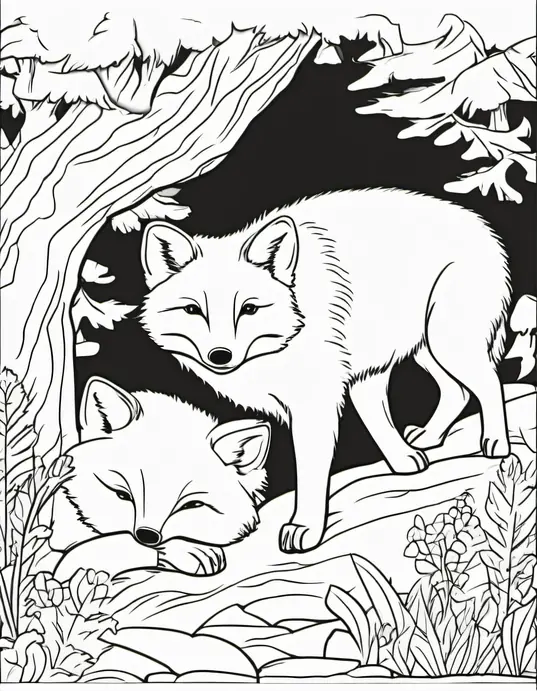 Colorful Arctic Fox Den Scene for Kids