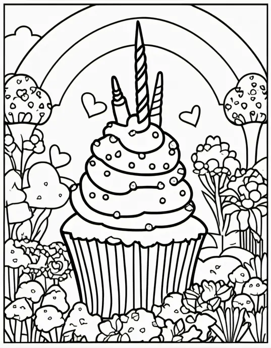 Colorful Unicorn Cupcake Garden