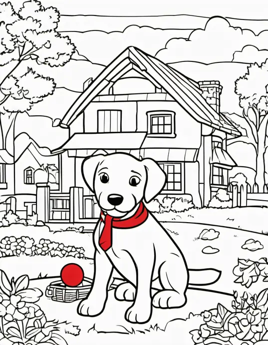 Puppy Playtime Coloring Scene for Kids
