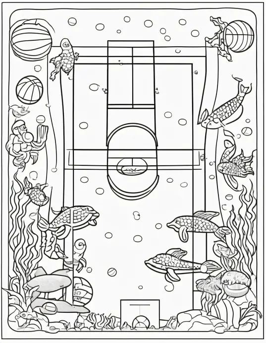 Color & Play: Underwater Basketball Sea Creatures