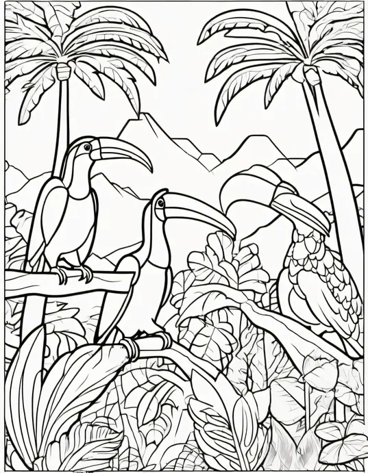 Colorful Toucan Forest Scene for Kids