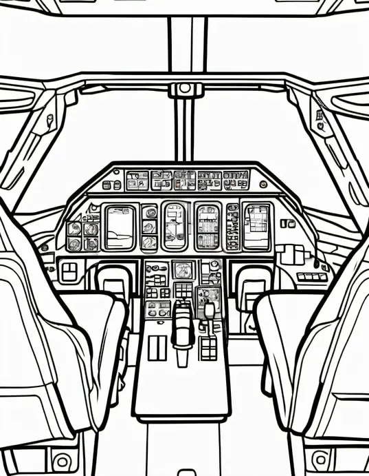 Colorful Cockpit Coloring Page for Kids