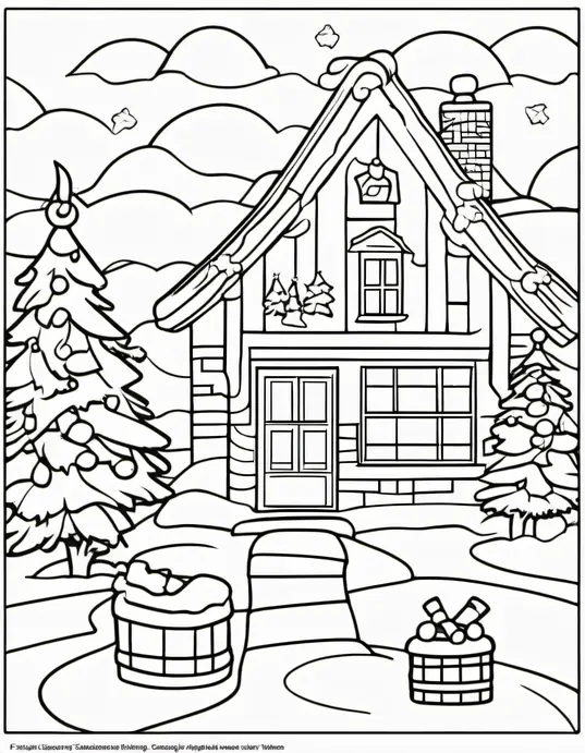 Santa's Snowy Workshop Coloring Page for Kids