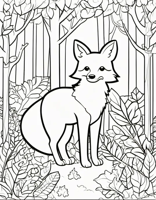 Colorful Forest Fox Adventure Scene