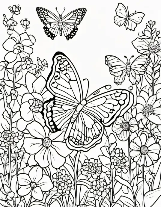 Butterfly Garden Coloring Patterns for Kids