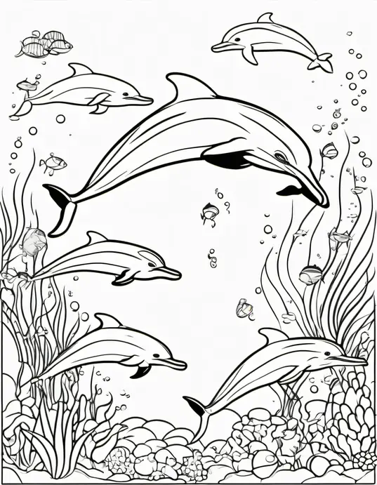 Colorful Underwater Dolphin Party Scene