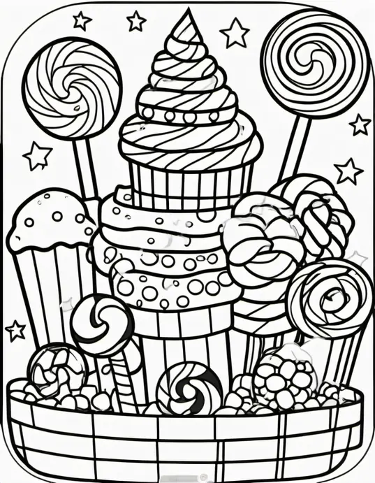 Sweet Candyland Coloring Page for Kids