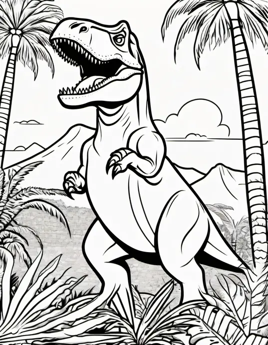 Tyrannosaurus Rex Jungle Coloring Page