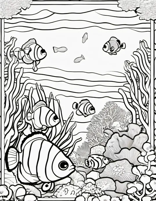 Explore Vibrant Clownfish Coloring Scene