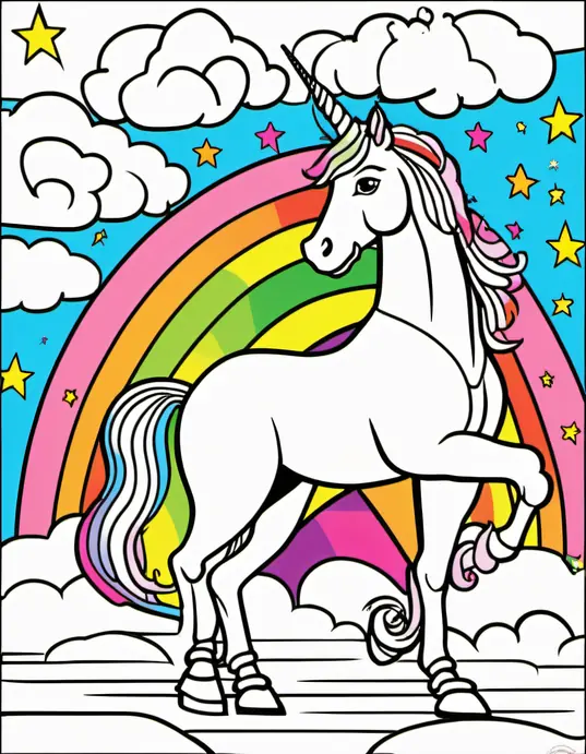 Colorful Unicorn Rainbow Adventure Scene