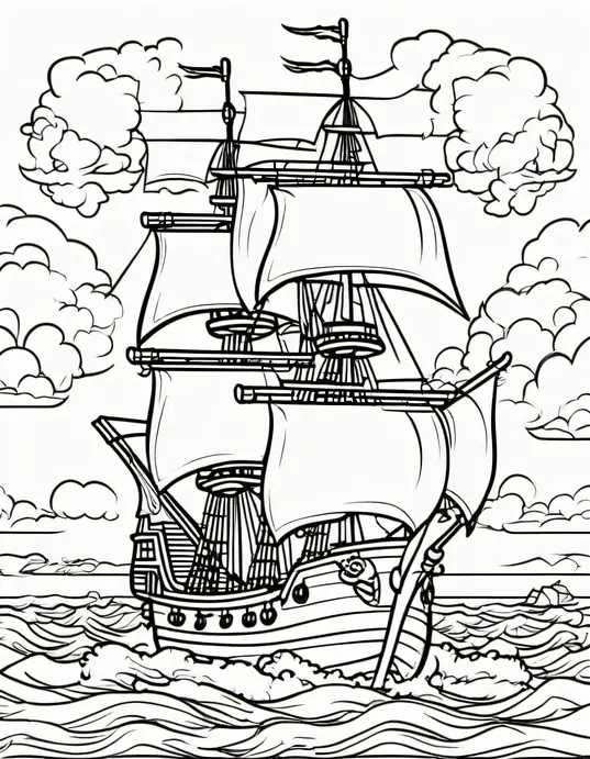 Colorful Pirate Ship Adventure Scene