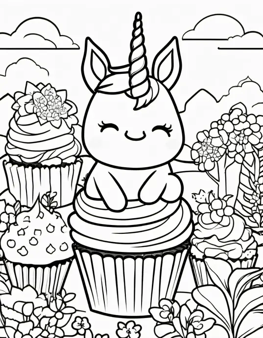 Colorful Unicorn Cupcake Garden Adventure