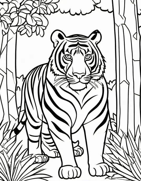 Tiger Stripes Coloring Page at Zoo Safari