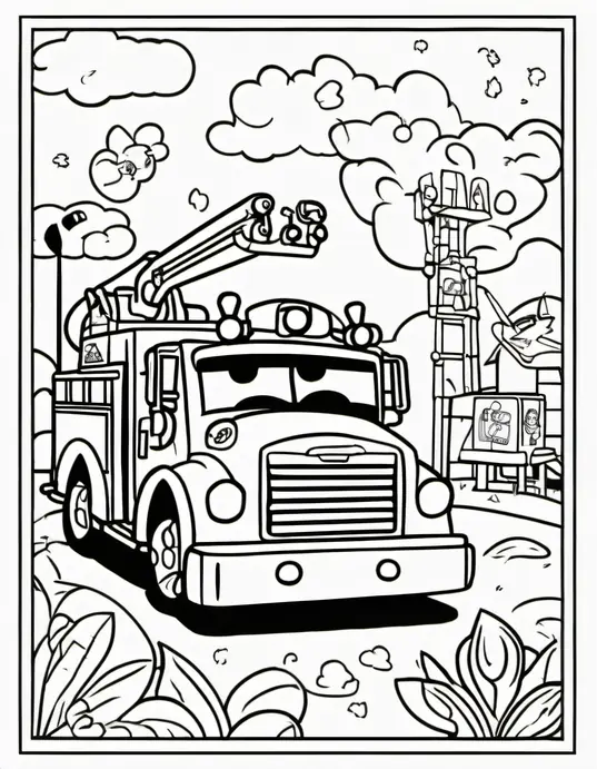 Color and Explore: Fire Truck Playground Fun