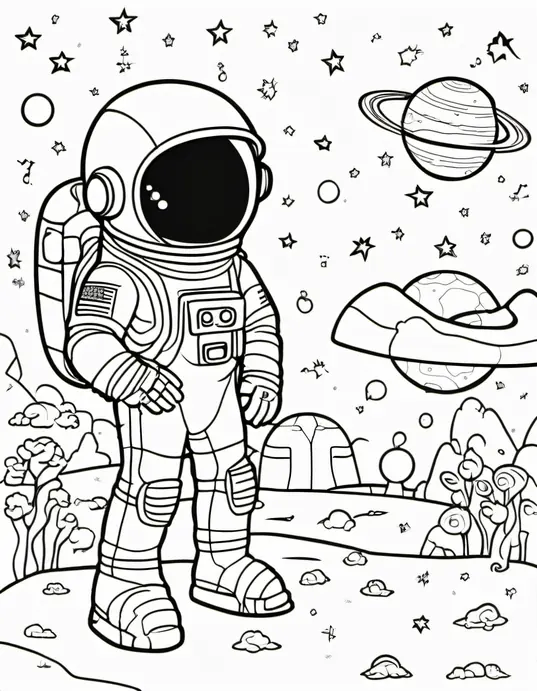 Space Coloring Adventure: Astronaut and Alien Friendship