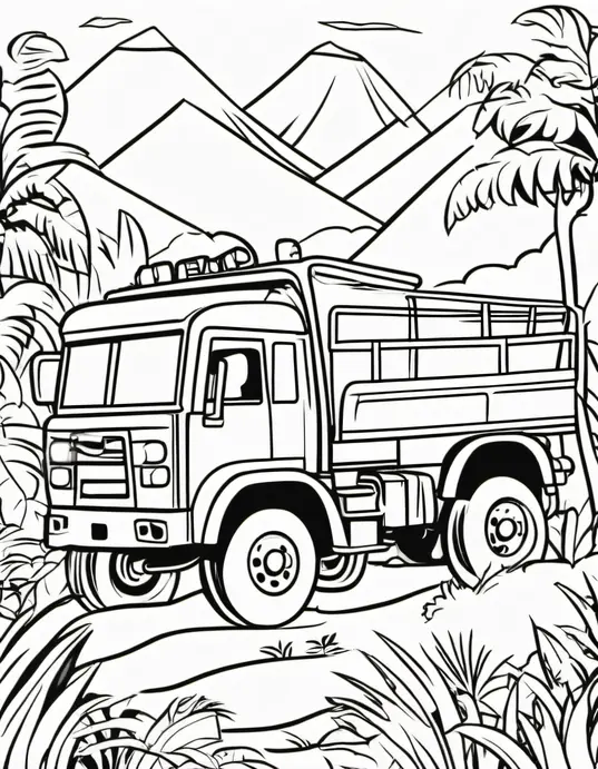 Color and Explore Jungle Trucks Adventure