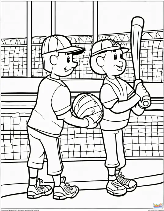 Color Baseball Players in Summer Sunshine Park